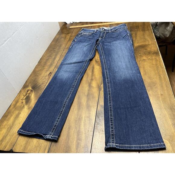 Ariat Denim - Ariat Real Denim Blue Mid Rise Dark Wash Straight Women's Jeans Size 30R